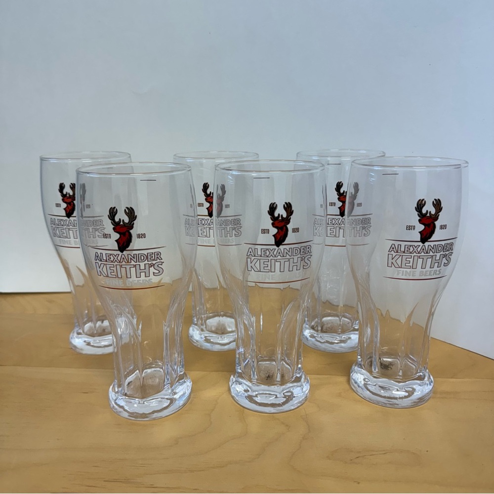 6 Alexander Keith’s Fine Beers Clear Beer Glass Set